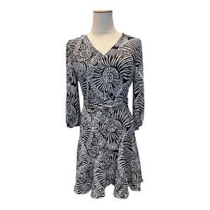 White‎ House Black Market Dresses | Black + White Print Godet Dress Fossill